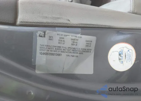 2008 Buick Lucerne Cxl из США, поврежденный, VIN 1G4HD57208U124961